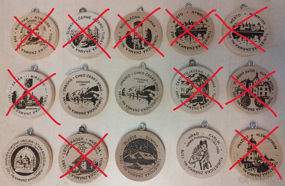 TURISTICKÉ ZNÁMKY - VELKÝ VÝBĚR - KUS 25,- KČ