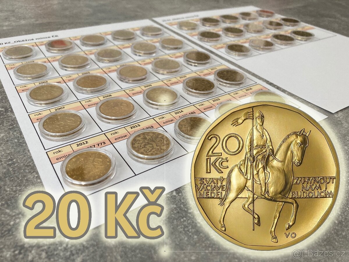 20 Kč_Dvacetikoruny_Konvolut_Oběžné mince_1993 - 2024