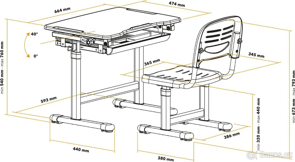 Rostoucí dětský stůl se židlí AlzaErgo ETJ100