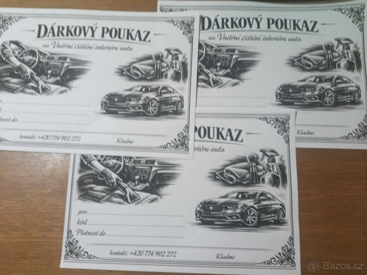 DÁRKOVÝ POUKAZ - ČÍSTĚNÍ INTERIERU AUT