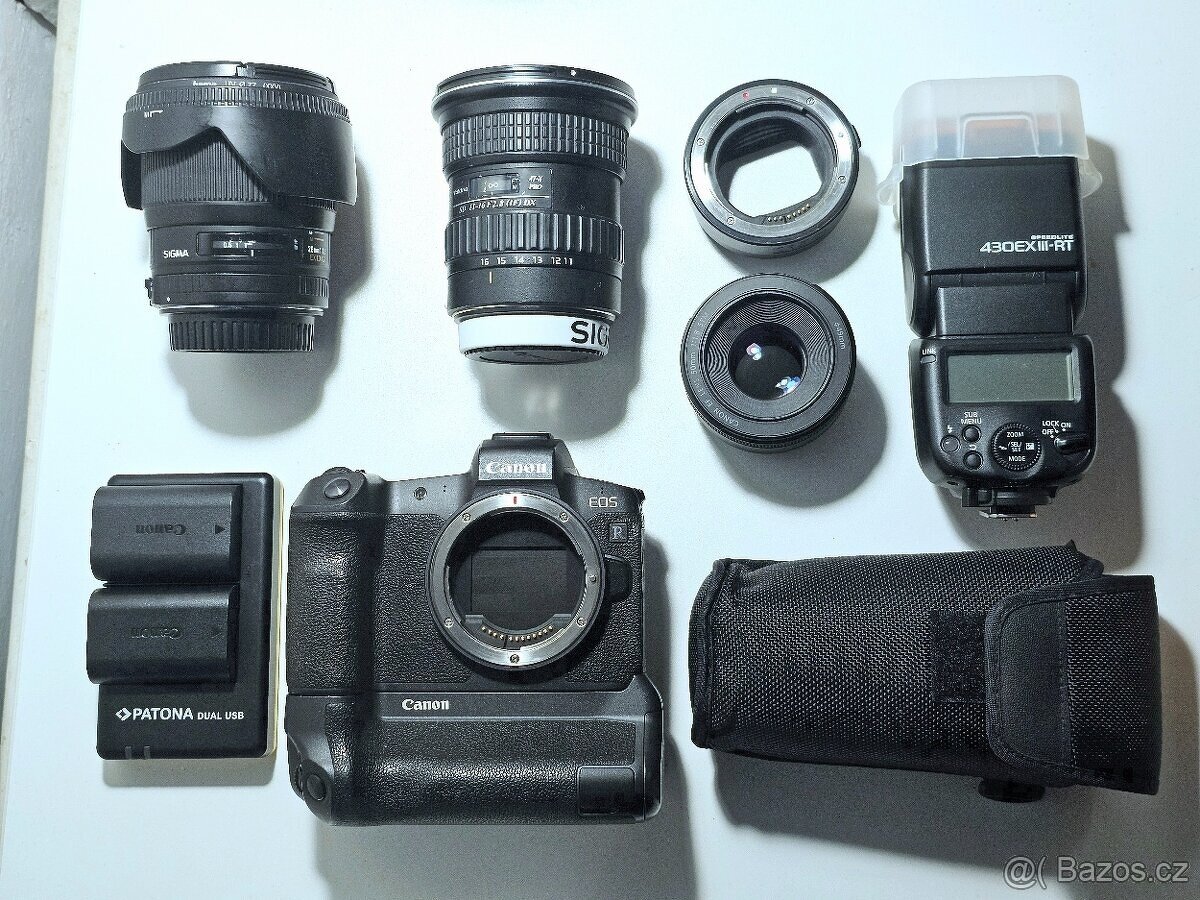 Profesionální foto set Canon EOS R s objektivy a bleskem