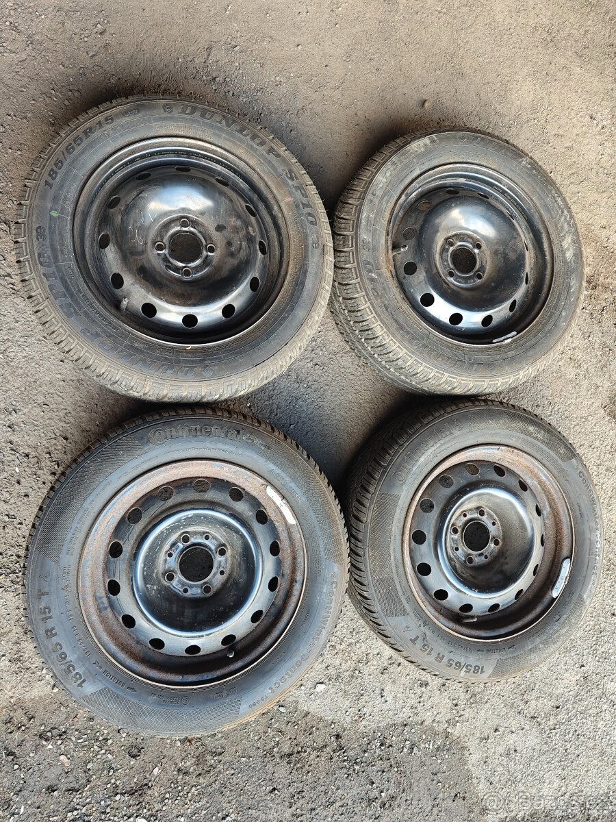 Prodám sadu disků 6Jx15H2 ET43 + let. pneu 185/65/R15 88T