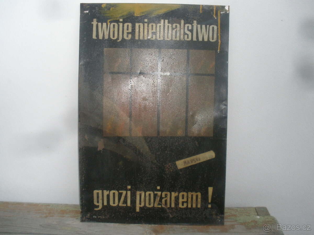 Stará výstražná plechová cedule