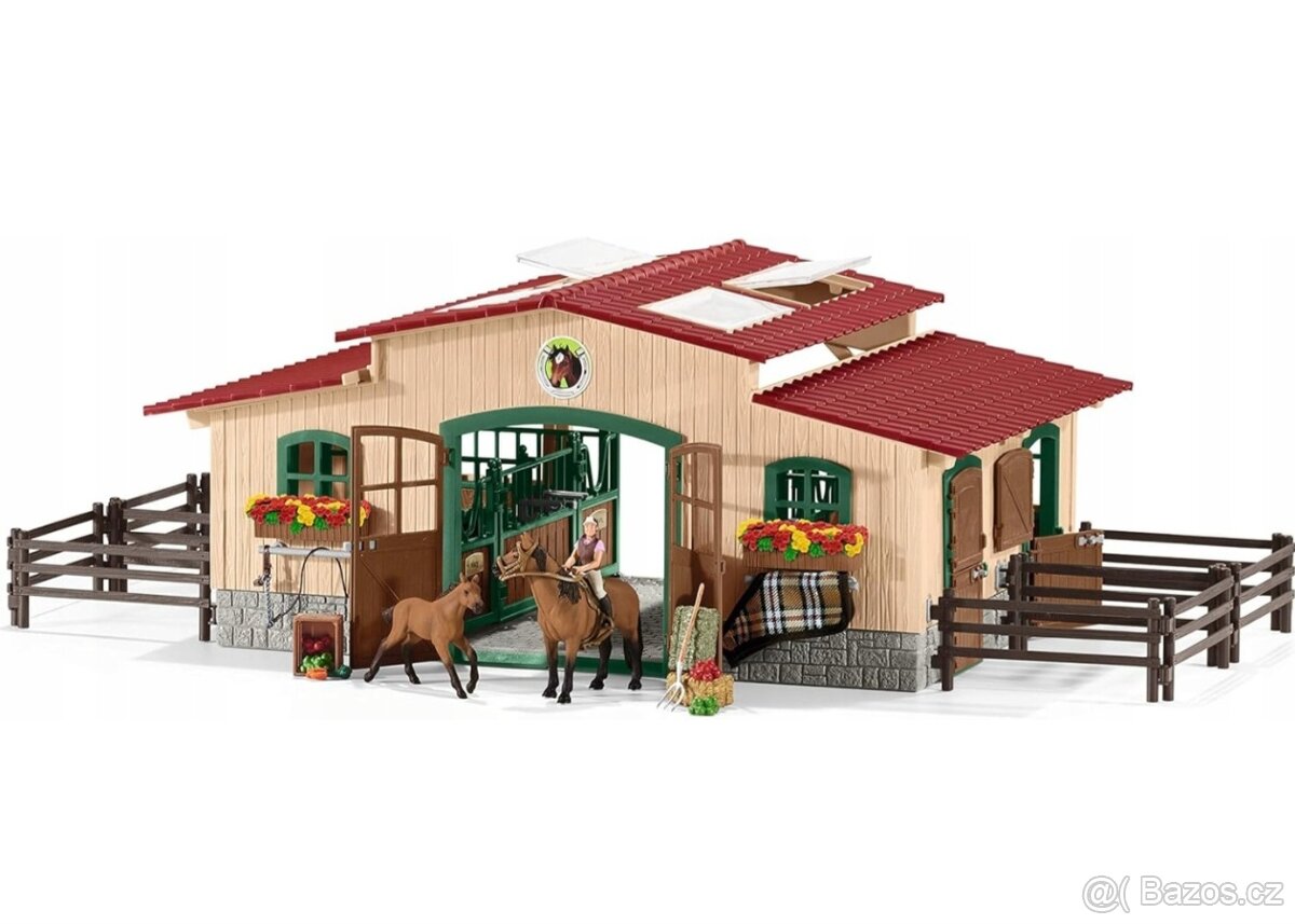Schleich 42195 Stáj s koňmi a příslušenstvím, od 3 let, FARM