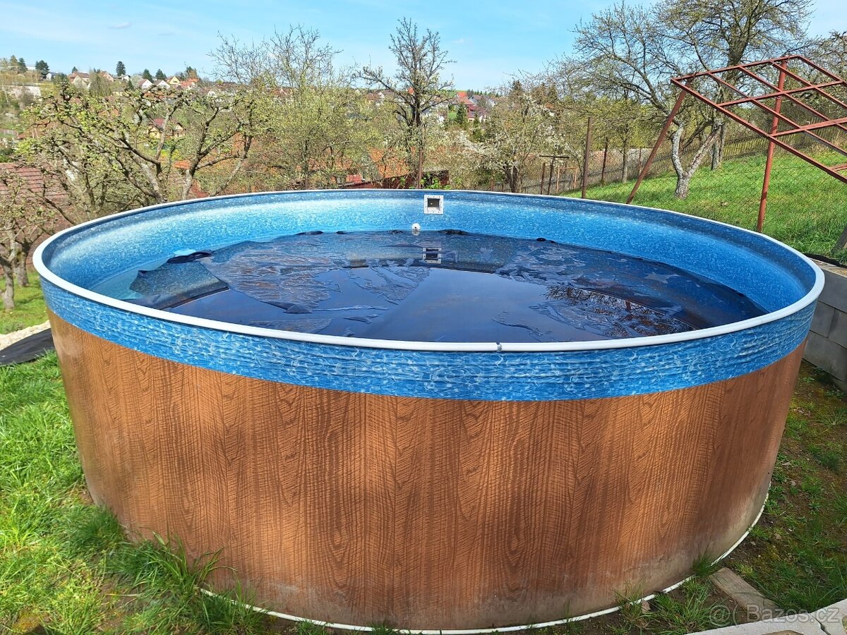 Bazén Azuro 4,6 x1,2 m, dekor dřevo, málo používaný