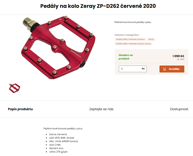 platformové pedály Zeray s piny