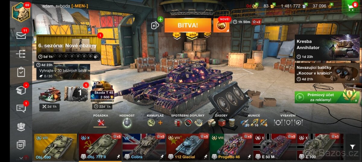 WoT blitz účet