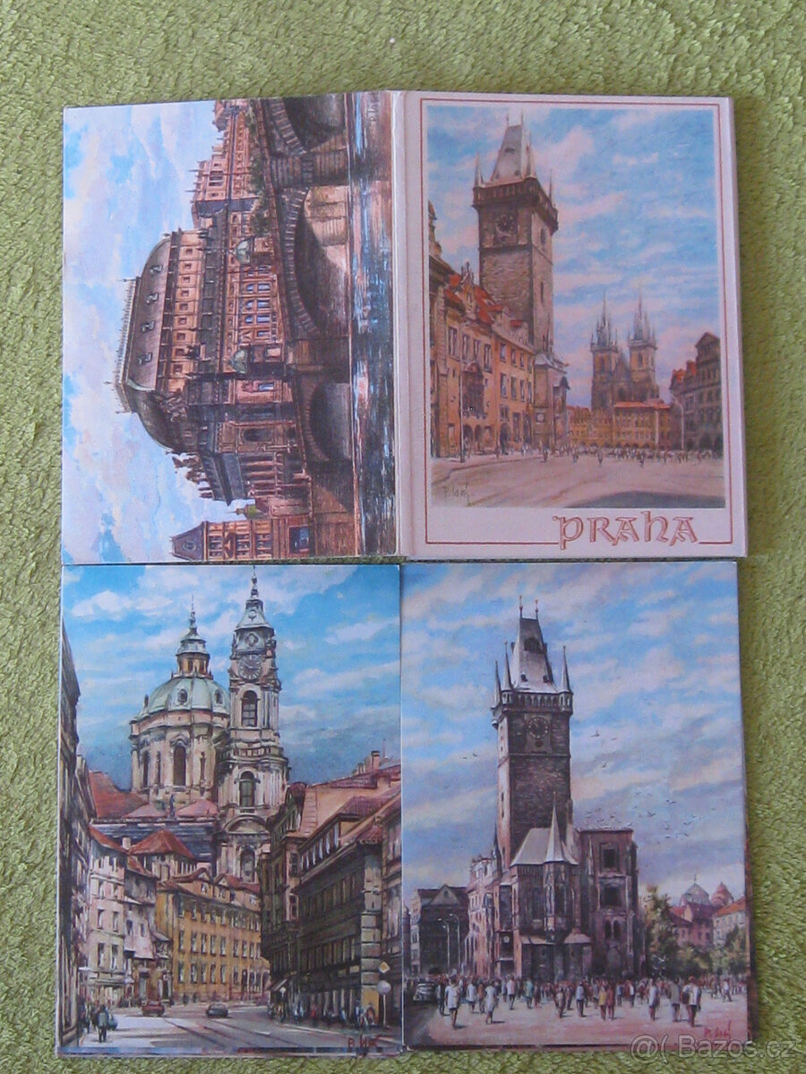 POHLEDNICE-PRAHA-soubor 12ti kreseb ak.malíře Lisého