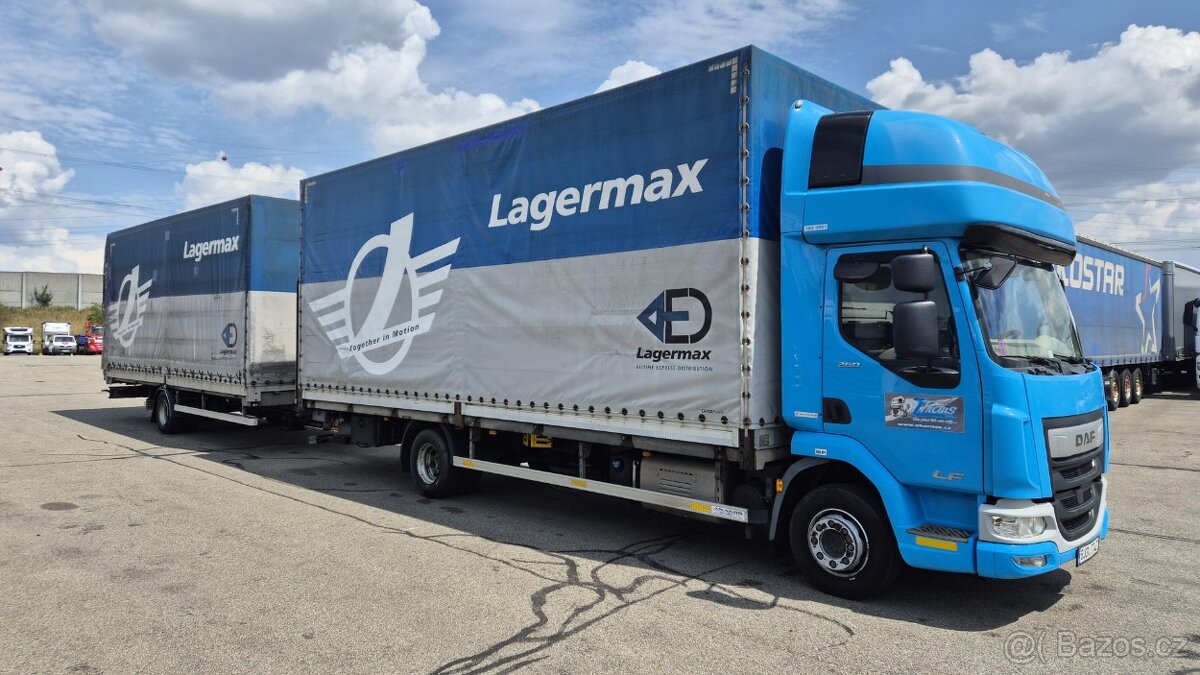 DAF LF 260 FA EURO 6 valník s plachtou + h.čelo + přívěs