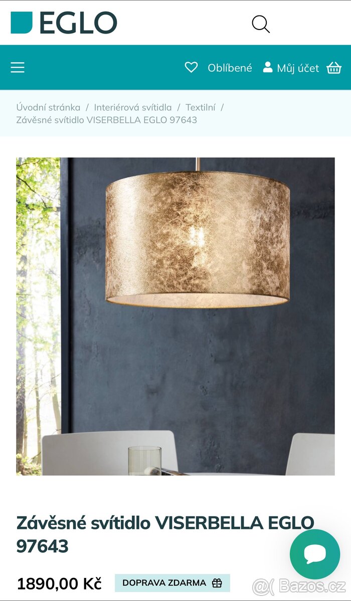 Závěsné svítidlo VISERBELLA EGLO - zlatá + žárovka 3000K