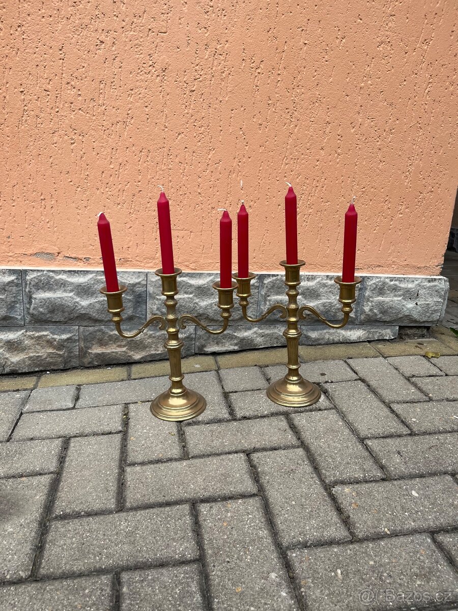 Starožitné mosazné svícny