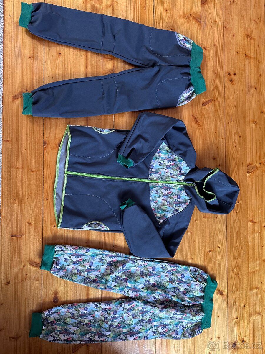 Softshell komplet tmavě šedý- stromy
