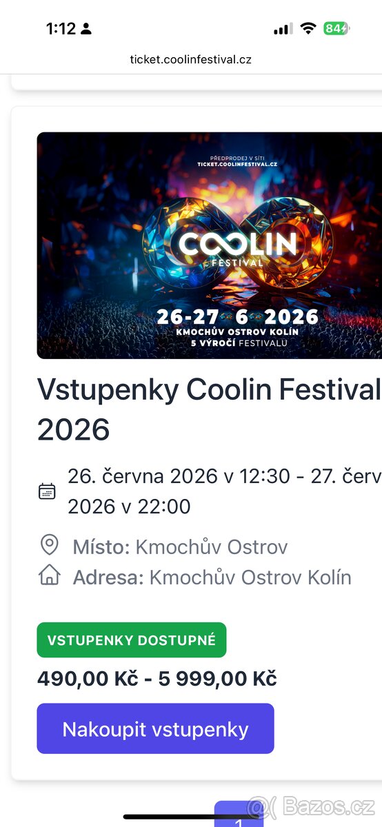 Vstupenky Coolin Festival 2026