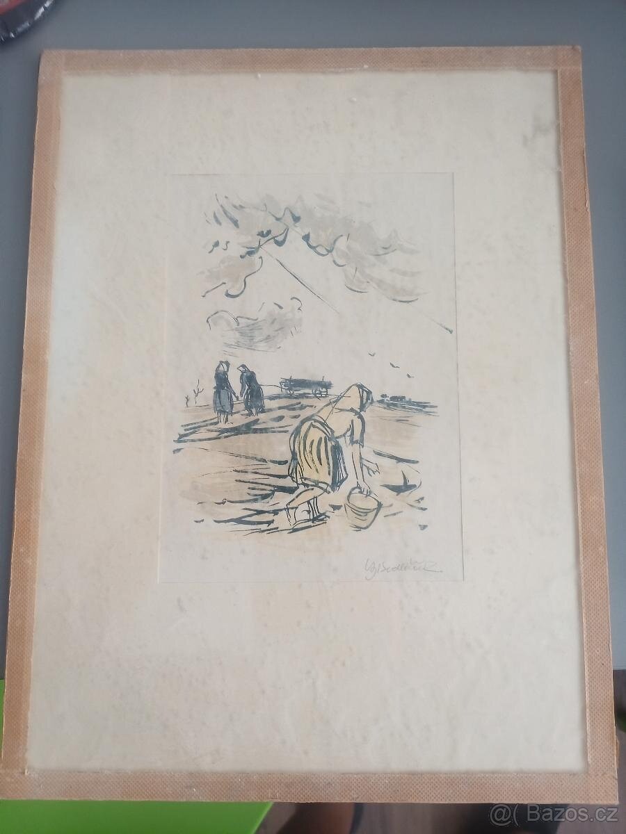 Vojtěch Sedláček - originál barevná litografie