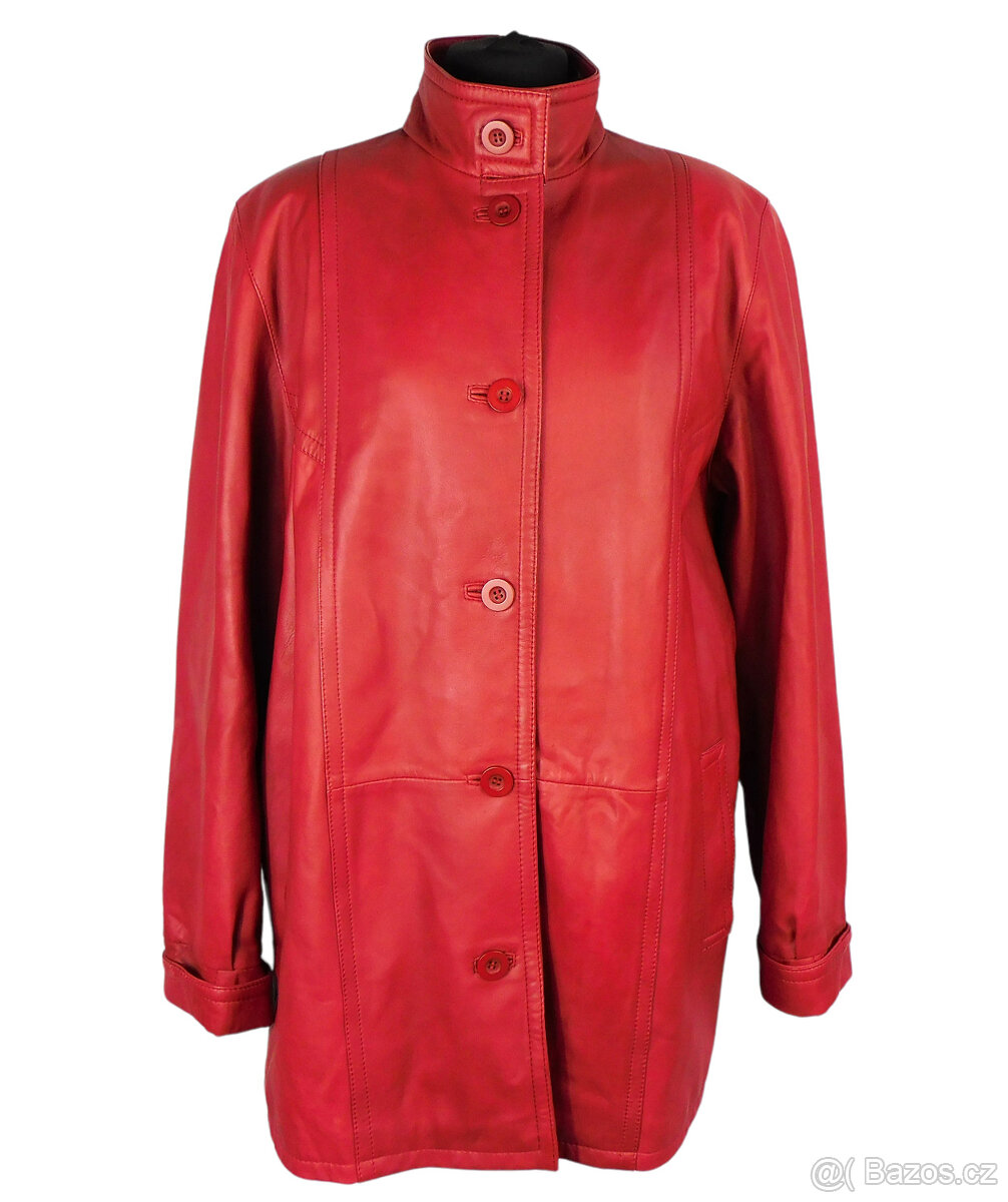 Kožený měkký dámský červený kabátek KARA vel. 42