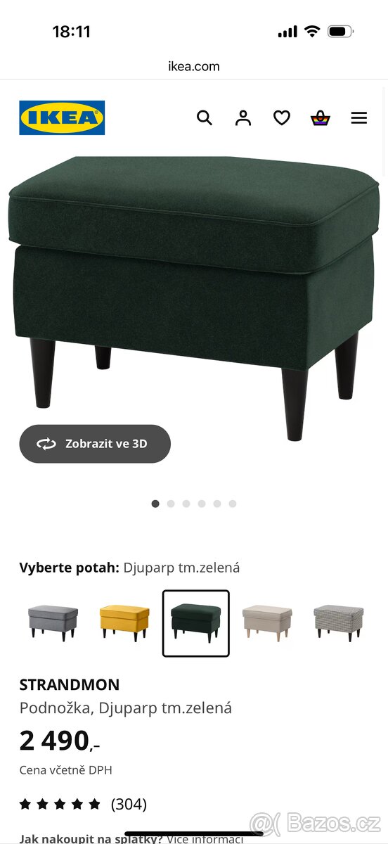 Podnožka Strandmon - zelený semiš