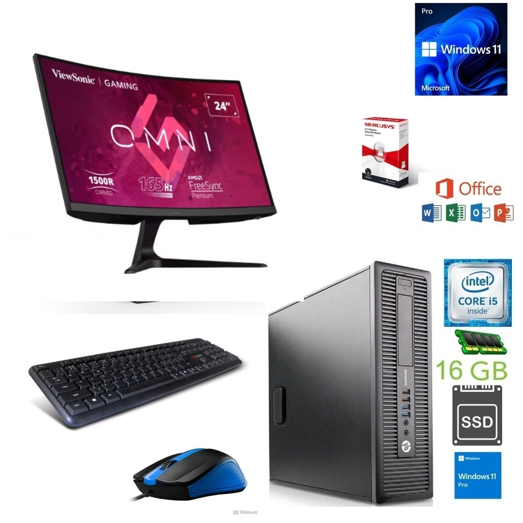 SET HP,i5,16GB RAM,SSD,mon.24,WIN 11,WIFI,záruka