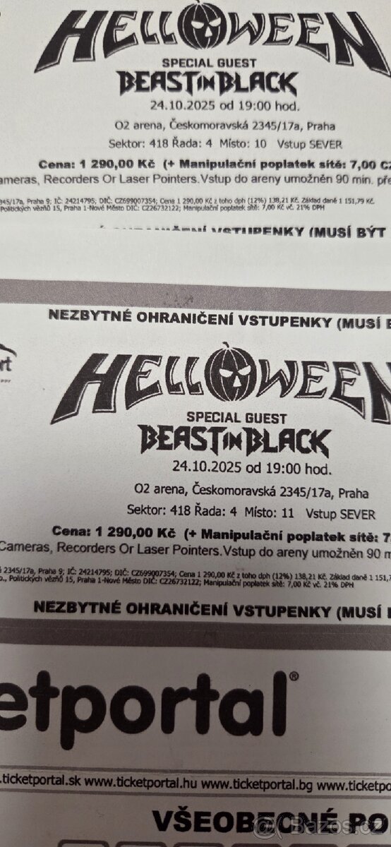 Vstupenky Helloween 24.10