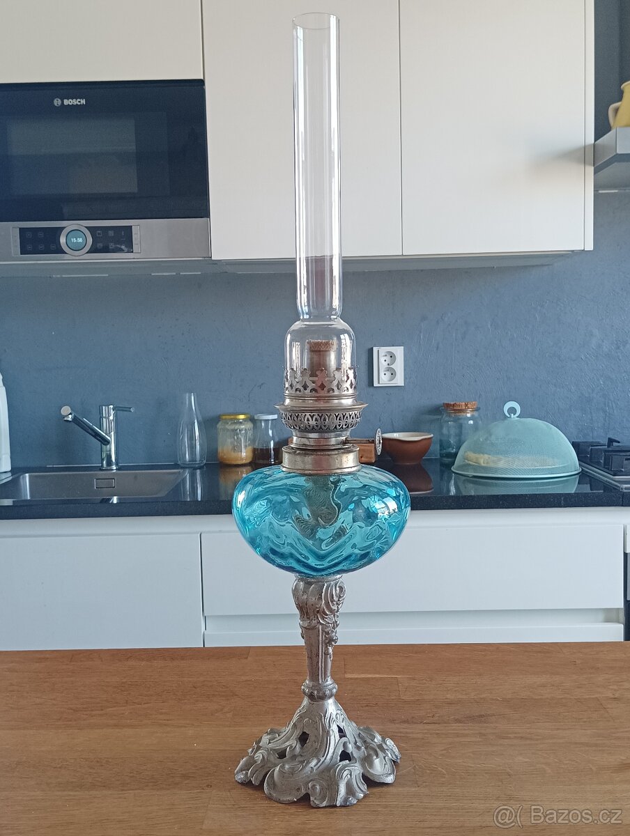 SECESNÍ STAROŽITNÁ PETROLEJKA GAUDARD,FRANCE1900–ART NOUVEAU