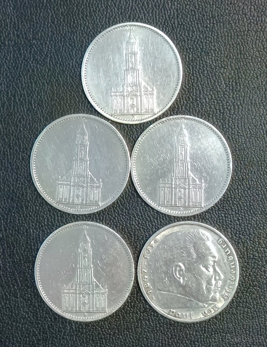 5 Marek (5 DM) - Německo - 5 kusů (sada 1)