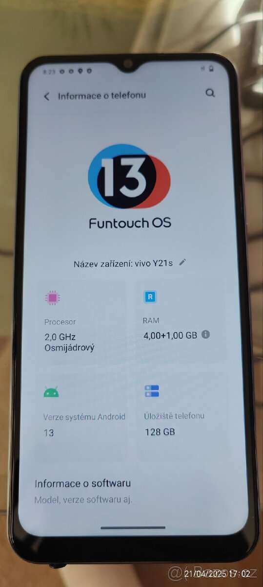 Vivo Y21s 128GB, 5GB RAM, modrá, Android 13