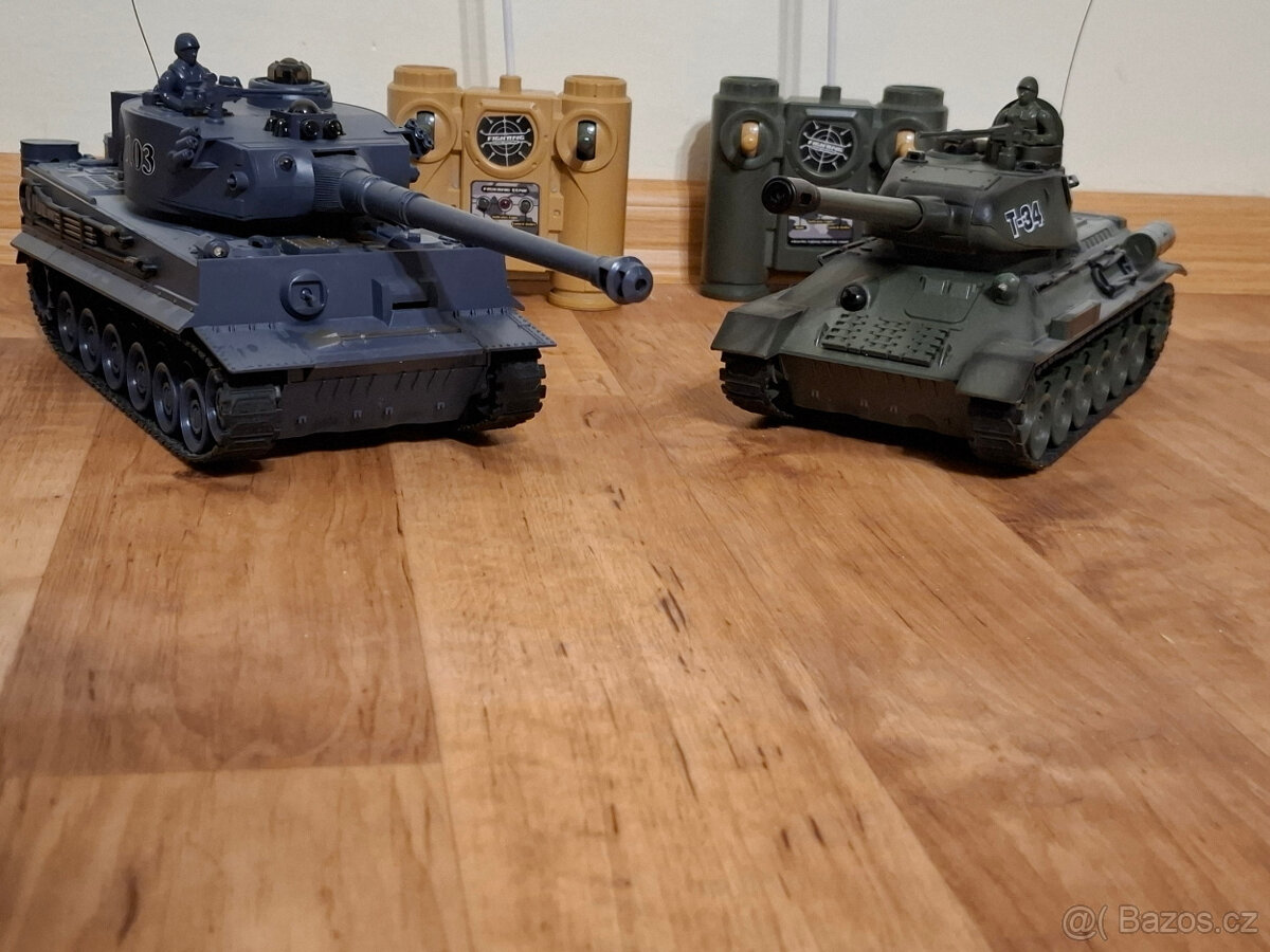 RC tanková bitva TIGER vs T34 - sada 2 soubojových DO tanků