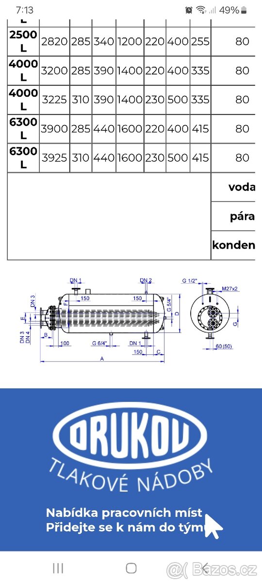 Ohřívač vody ležatý DRUKOV OVL – 2500 l s izolací