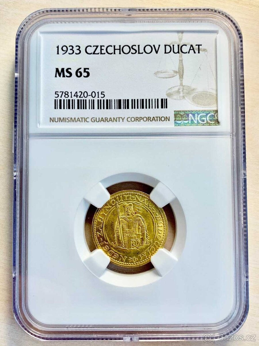 Svatováclavský dukát 1933, certifikace NGC MS 65