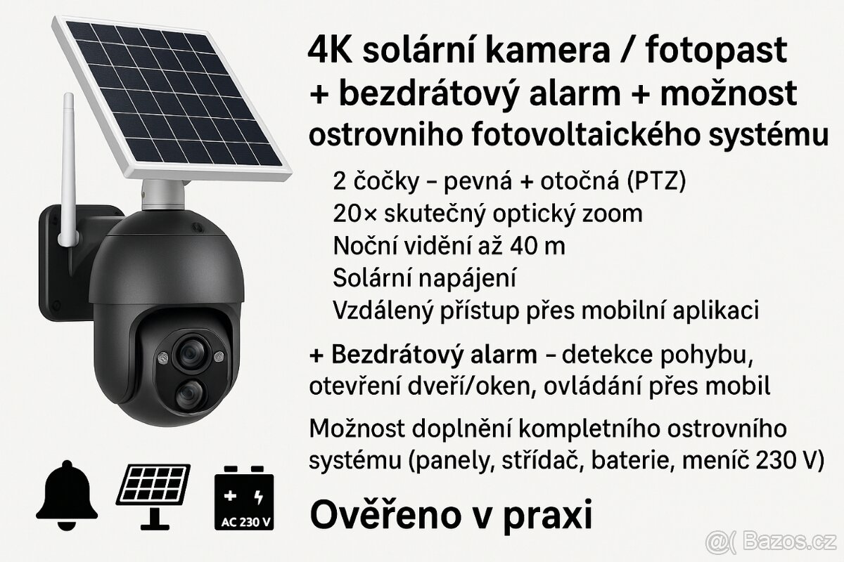 Prodej, montáž-kamery, alarmu, FVE ostrovní systém.