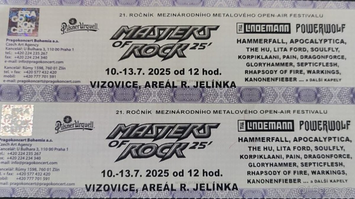 Masters Of Rock / 2 vstupenky