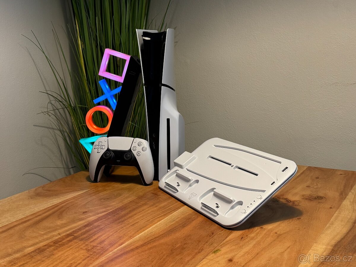 Playstation 5 Slim s mechanikou + dokovací stanice, záruka