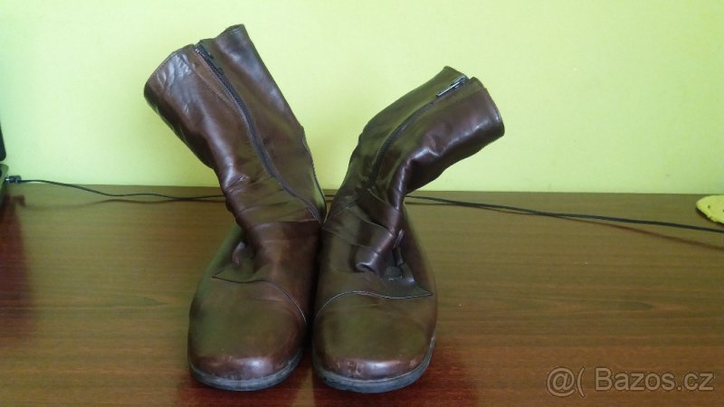 Boty koženkové, hnědé, dámské / 40