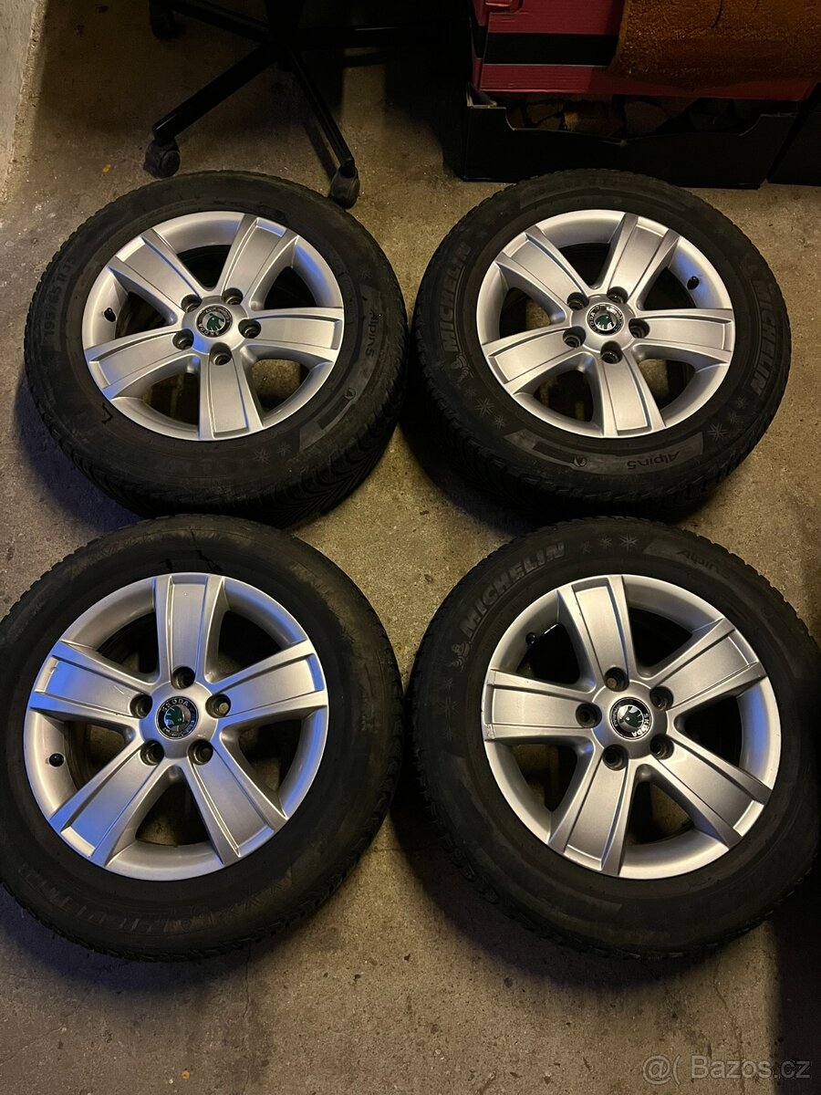 195/65 R15 zimní pneu, alu kola Škoda