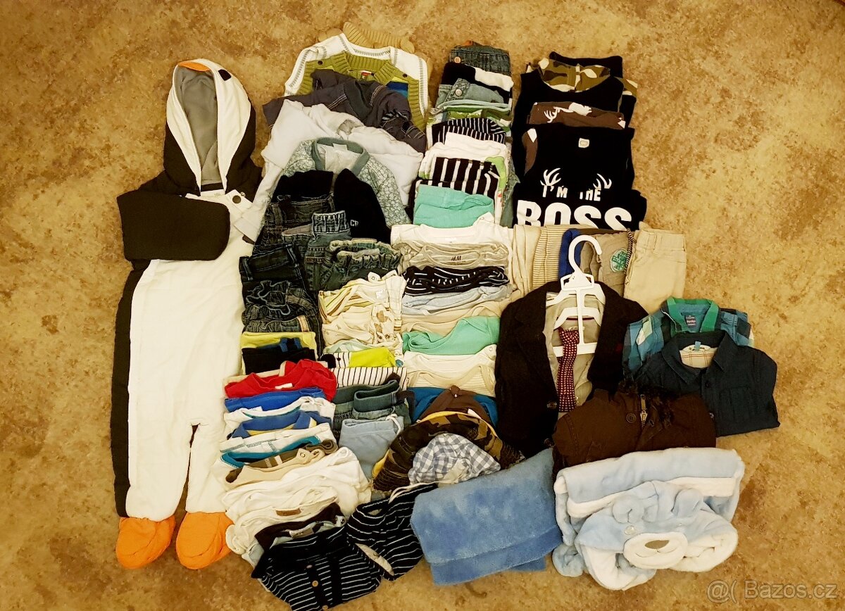 Balík oblečení na kluka 9 měsíců – 2 roky cca 70 kusů