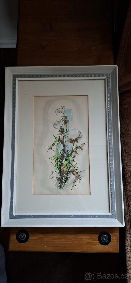 Originál obraz malířky Věra Vovsová Bodláky