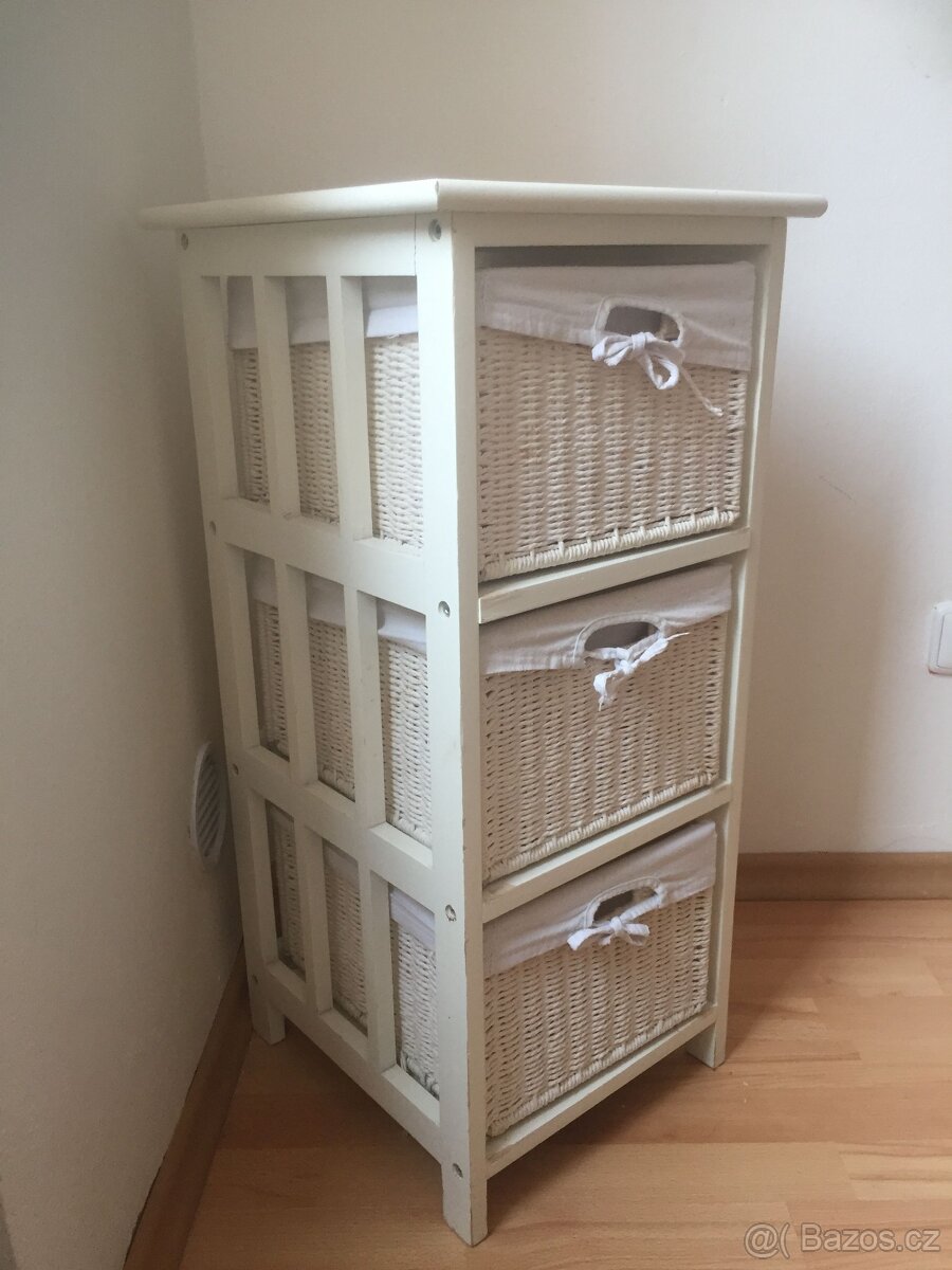 komoda tři košíky OURE bílá