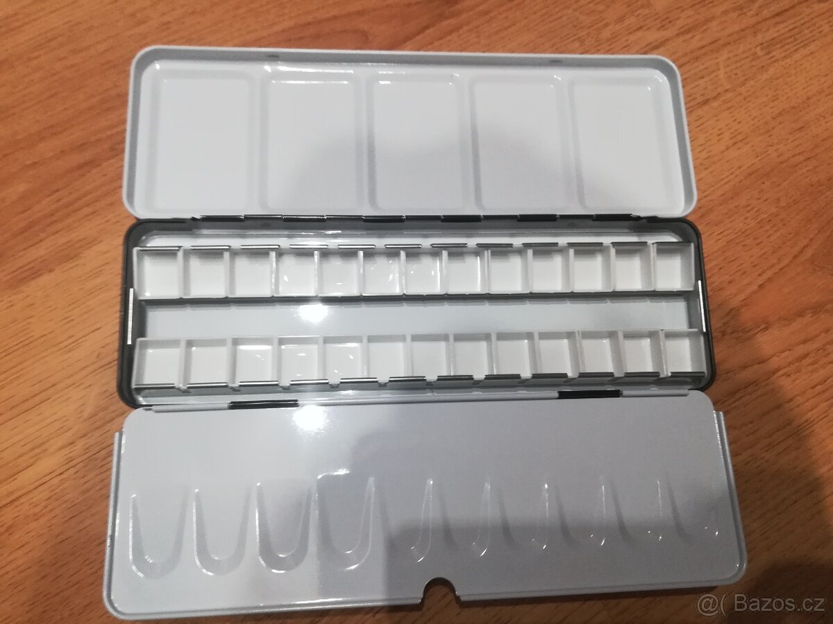 Plechová paleta na vodové barvy - 26 pánviček