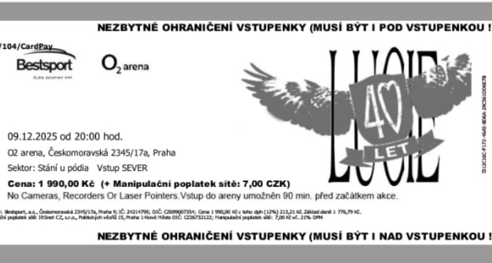 3x Vstupenky Lucie 40 let