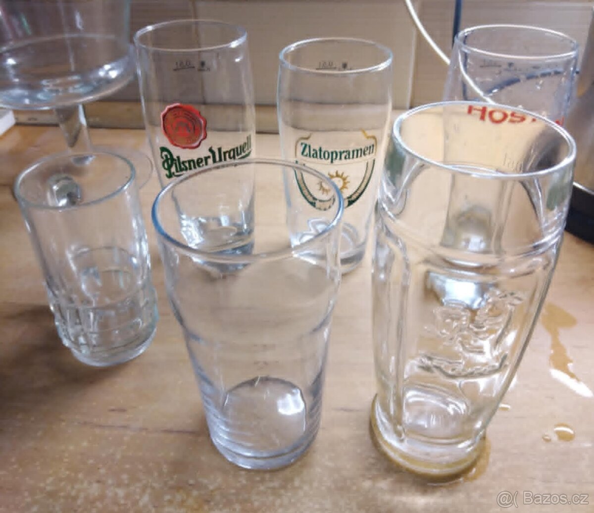 Sklenice na pivo 7 kusů. Pilsner, Zlatopramen, Hostan, Kozel