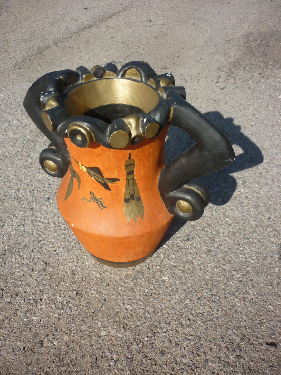 retro - váza s kosmickými motivy - originální ruční práce