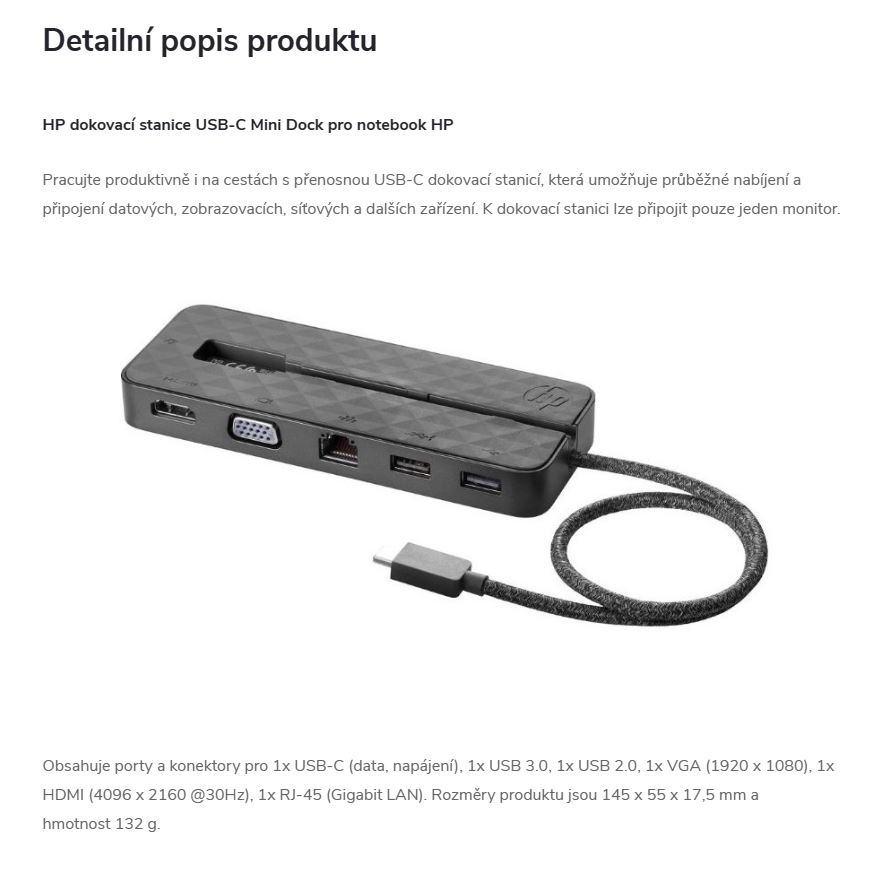 Dokovací stanice HP, USB-C