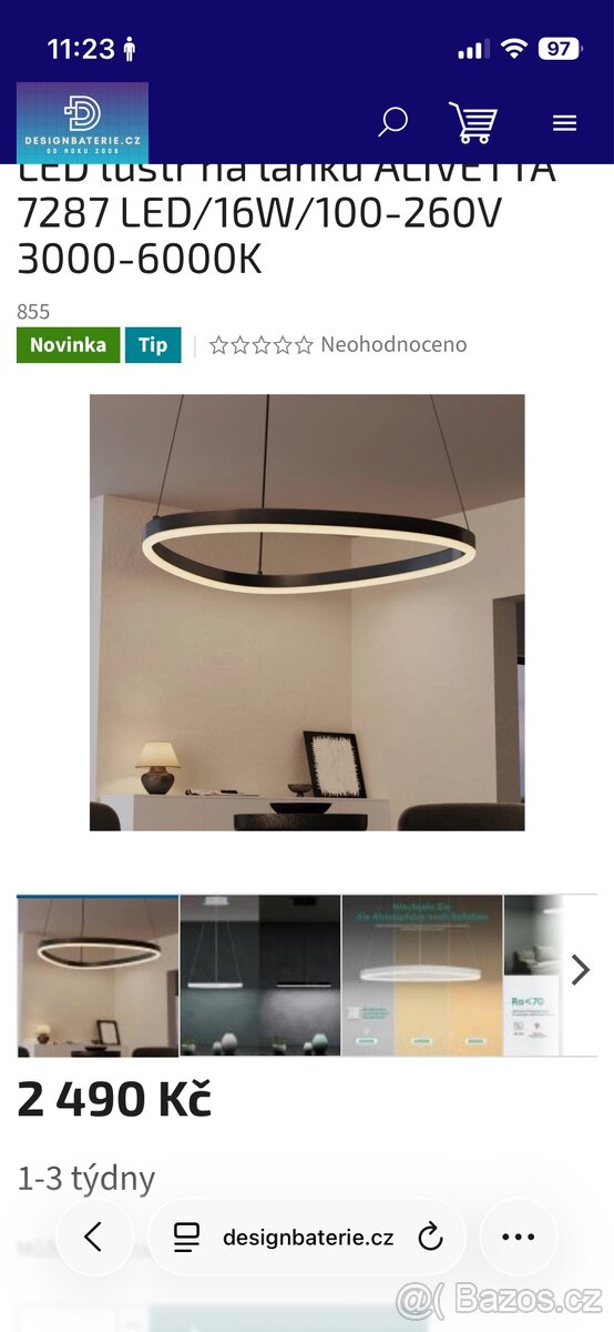 Nový LED lustr na lanku Alivetta