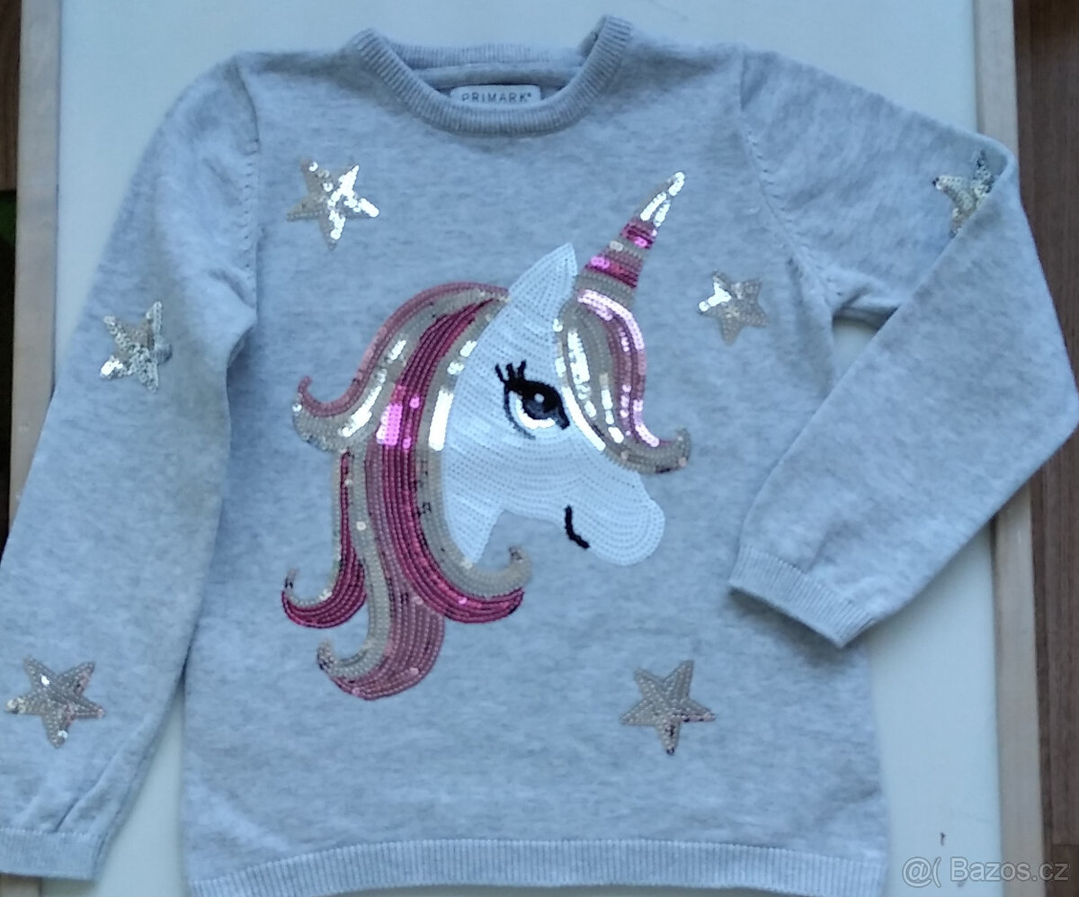 Dívčí svetr jednorožec, Primark, vel. 116