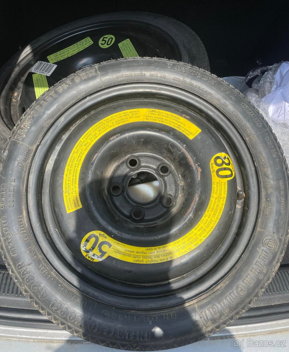 Škoda Fabia 2,3 Roomster 5x100 15 dojezdové kolo úzké .....