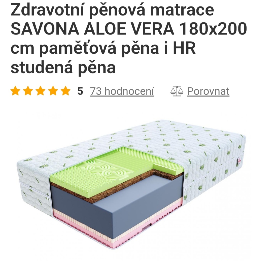 Zdravotní pěnova Matrace 180x200 NOVÁ