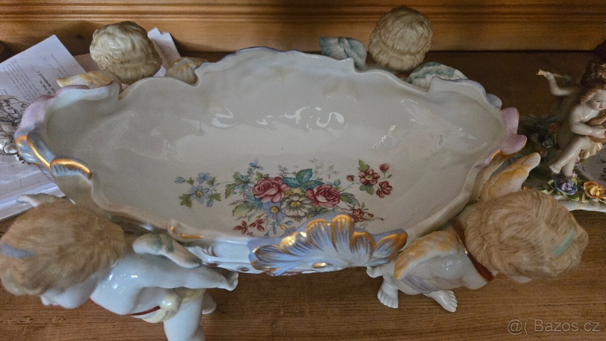 Velká porcelánová mísa nesená andílky – R.B. Germany (cca 19