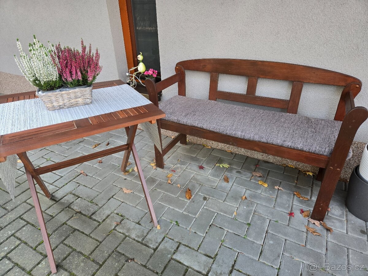 Dřevěná zahradní lavice + stůl REZERVACE