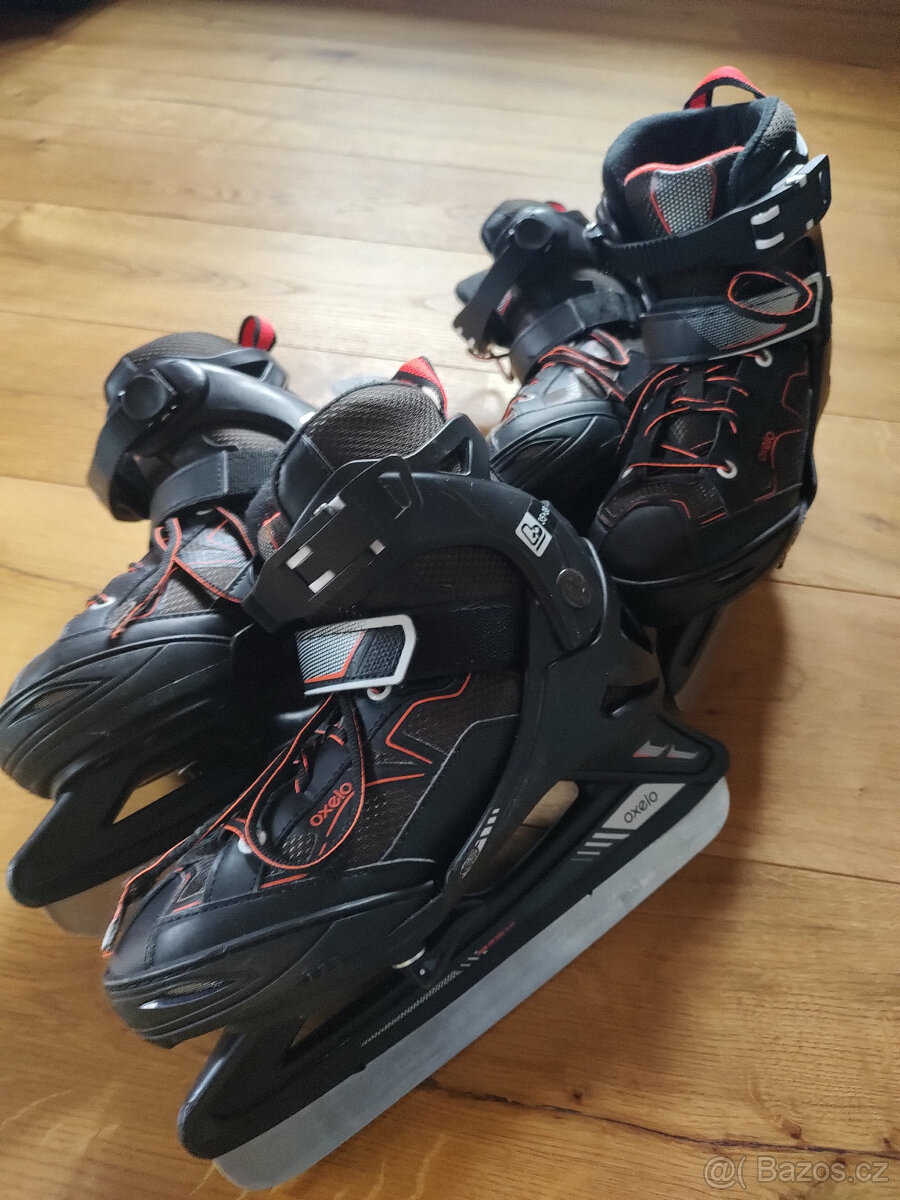 CHLAPECKÉ LEDNÍ BRUSLE OXELO - FIT 100 ČERNO-ORANŽOVÉ