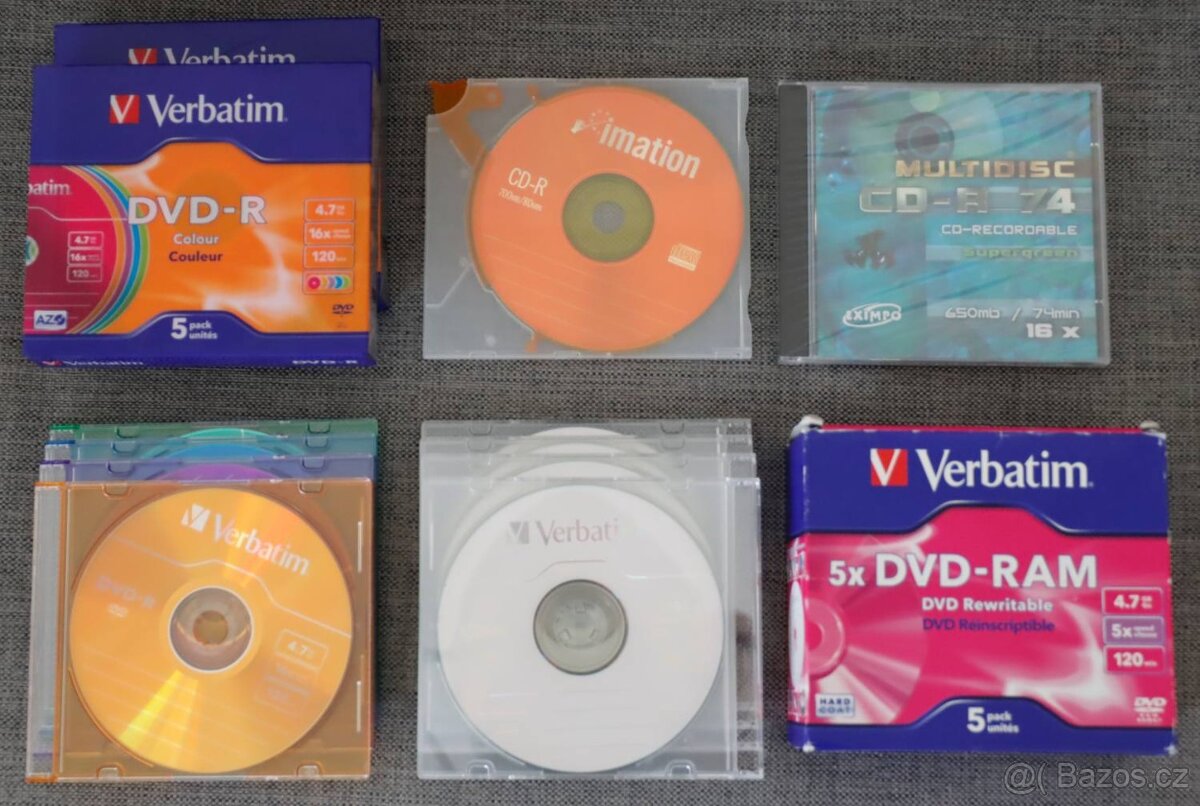 Nová CD-R, DVD±R, CD-RW, DVD±RW, DVD-RAM, obaly