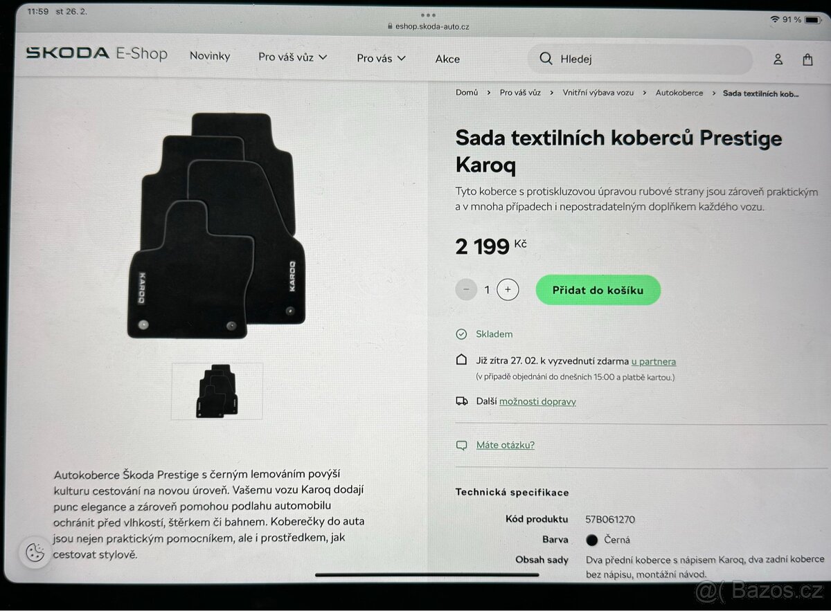 Sada textilních koberců na Karoq Prestige